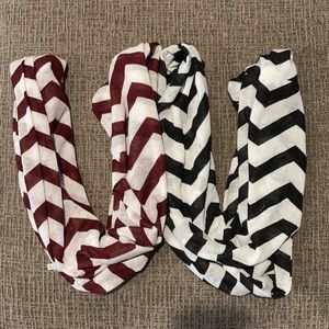 2 scarfs. Maroon and Black